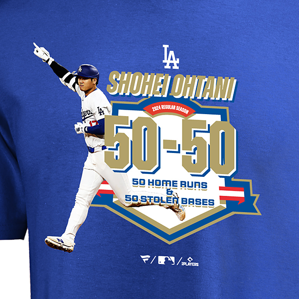 大谷翔平 50-50 Club 達成記念Tシャツ（キッズ用）ブルー