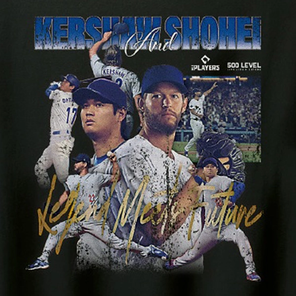 ロサンゼルス・ドジャース 大谷翔平 クレイトン・カーショー 『Legend meets Future』 Tシャツ ブラック