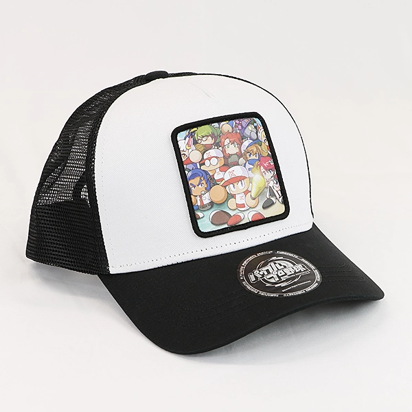 パワフルプロ野球 ワッペンメッシュキャップ ホワイト×ブラック