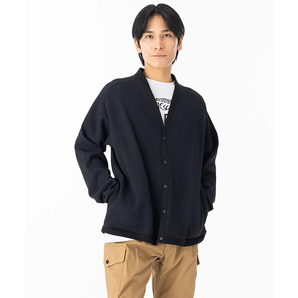 narifuri マルチワッフルカーディガン BLACK