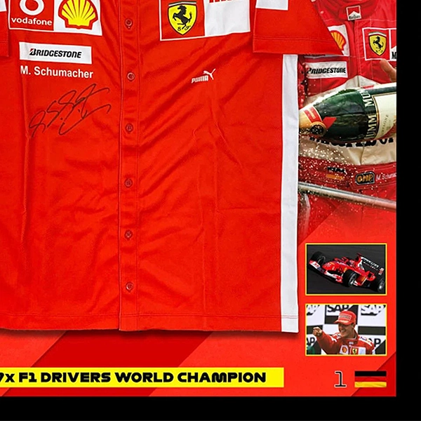 ミハエル・シューマッハ 直筆サイン入りピットシャツ（フレーム入り）