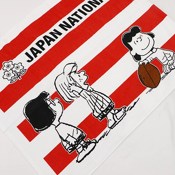 ラグビー日本代表×スヌーピー バスタオル (ボーダー柄)
