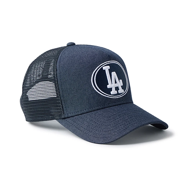 NEW ERA 9FORTY A-Frame トラッカー サステナブル Denim ロサンゼルス・ドジャース ネイビー