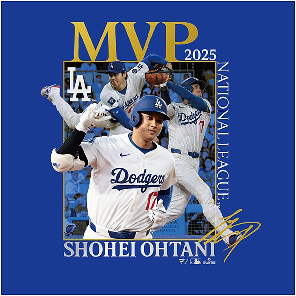 Fanatics ロサンゼルス・ドジャース 大谷翔平 2025年ナショナルリーグ MVP 受賞記念 Tシャツ ブルー