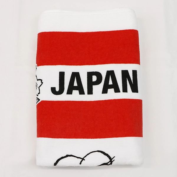 ラグビー日本代表×スヌーピー バスタオル (ボーダー柄)