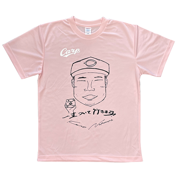 広島東洋カープ選手デザイン似顔絵Tシャツ 栗林良吏選手 by 中村健人画伯 ベビーピンク