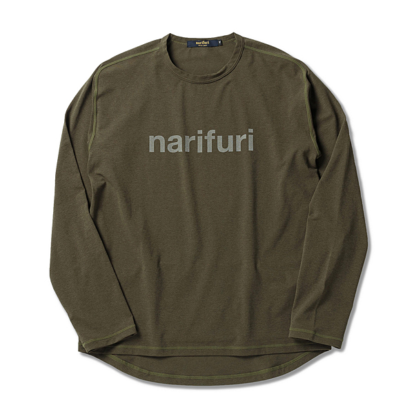 【アウトレット】narifuri アクティブメッシュバックポケットロングTシャツ カーキ