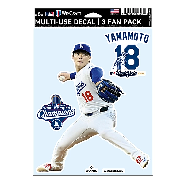 Wincraft ロサンゼルス・ドジャース 山本由伸 2025 ワールドシリーズシリーズ優勝 ファンデカール