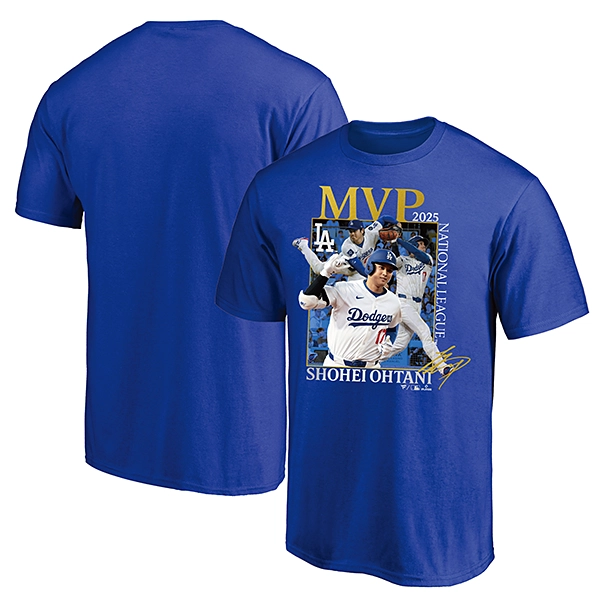 Fanatics ロサンゼルス・ドジャース 大谷翔平 2025年ナショナルリーグ MVP 受賞記念 Tシャツ ブルー