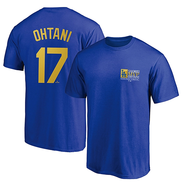 Fanatics ロサンゼルス・ドジャース 大谷翔平 2025年ナショナルリーグ MVP 受賞記念 ネーム＆ナンバー Tシャツ ブルー