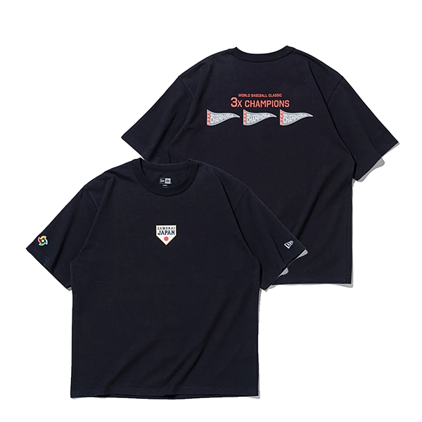 NEW ERA World Baseball Classic SAMURAI フラッグロゴ 半袖 ウォッシュドコットン Tシャツ (ネイビー)