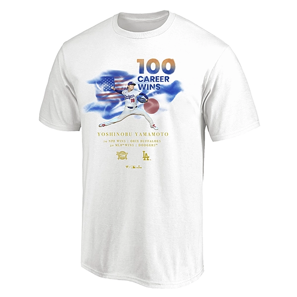 Fanatics ロサンゼルス・ドジャース 山本由伸 日米通算100勝 記念Tシャツ