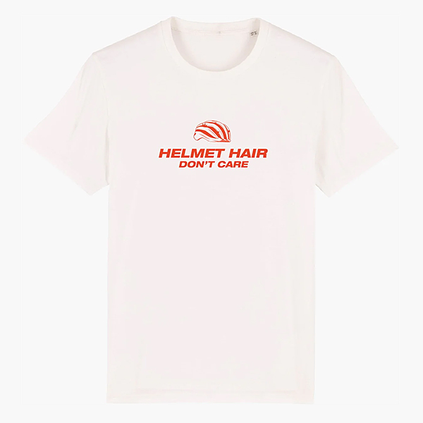 cois（ソワ）Helmet hair don’t care サイクリング Tシャツ オフホワイト・ブライトレッド