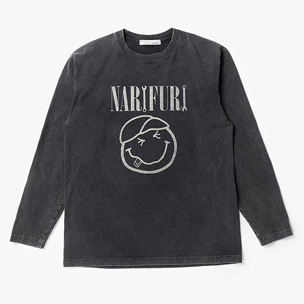 narifuri × SMILEY FACE ガーメントダイロングスリーブTシャツ CHARCOAL