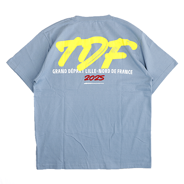 ツール・ド・フランス 2025 オフィシャル 前ポケット付きオーバープリントTシャツ TDF アシッドブルー