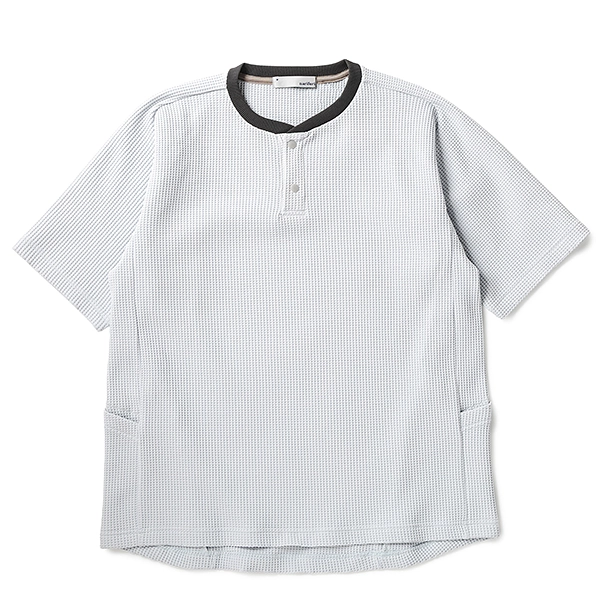 narifuri マルチワッフルヘンリーネックTシャツ L.GRAY