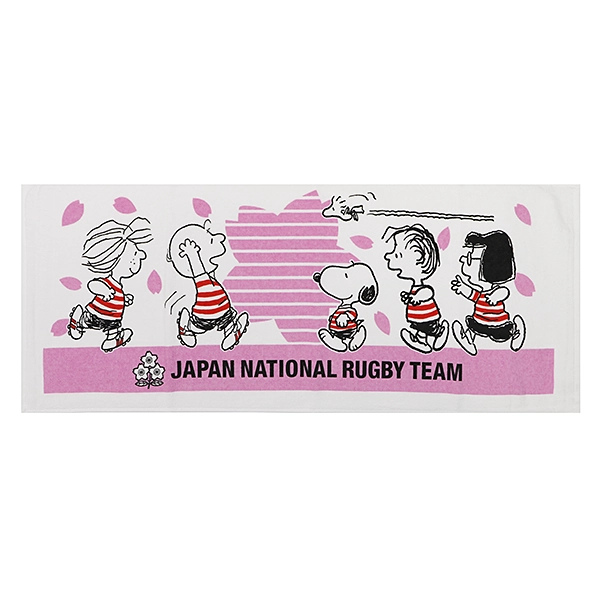 ラグビー日本代表×スヌーピー フェイスタオル (ピンク)