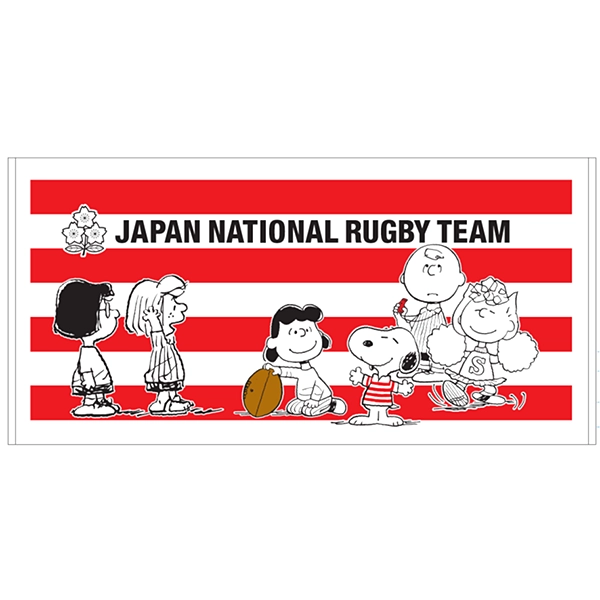 ラグビー日本代表×スヌーピー バスタオル (ボーダー柄)